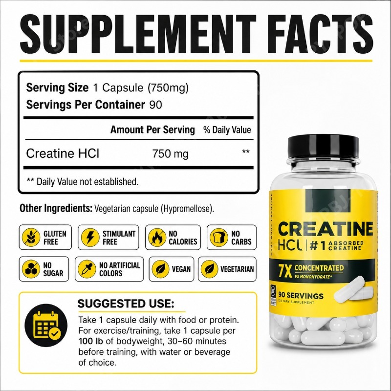 Creatine HCl 750mg 90 Capsules - Nutrition Of Fitness review and price